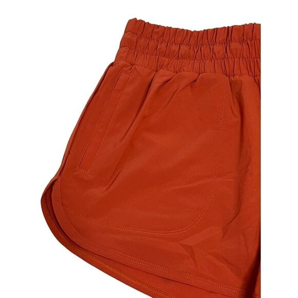 Thrive Societe High Rise Athletic Shorts Size M Burnt Orange Zip Pockets Running - Picture 3 of 16